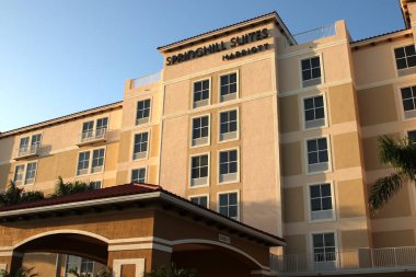 Mirimar, FL-USA 08 Mayıs 2019, Marriott International tarafından işletilen bir oteldir. Konukseverlik endüstrisinin üst orta sınıf konaklama bölümüne doğru ilerliyorlar.
