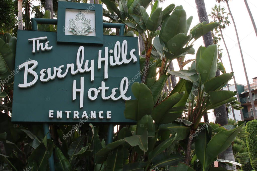 Beverly Hills, CA Sept 14 , 2020 Iconic Beverly Hills Hotel Entrance Sign.