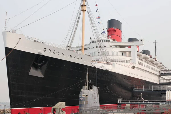 Long Beach Září 2020Queen Mary Zaparkované Přístavní Straně Přístavu Long — Stock fotografie