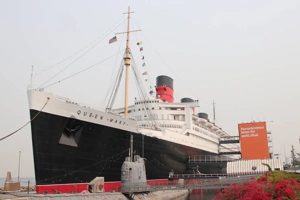 Long Beach Сентября 2020Queen Mary Припарковалась Порта Лонг Бич — стоковое фото