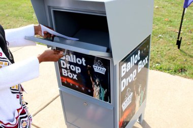 Lancaster Ohio October 14, 2020Voter Ballot Drop Box outside Board of Elections Office. clipart