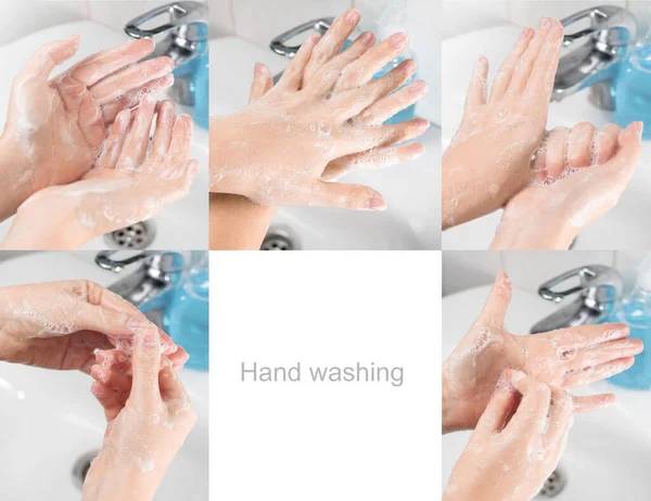 Cuci Tangan Sesuai Dengan Aturan Kementerian Kesehatan Ancaman Penyakit Virus — Stok Foto