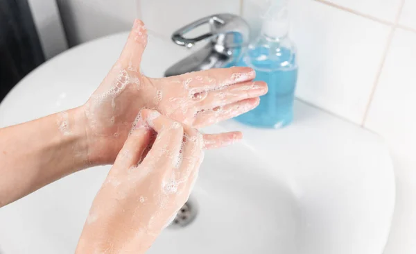 Lavagem Das Mãos Acordo Com Regras Ministério Saúde Passos Ameaça — Fotografia de Stock