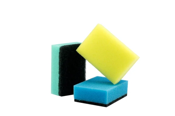 Foam Sponge Washing Dishes Isolated White Background — Stock Photo, Image