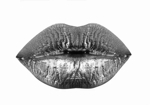 Kvinna Läppar Läppar Augmentation Skönhetsbehandling Filler Injektion Läppar Som Isolerad — Stockfoto