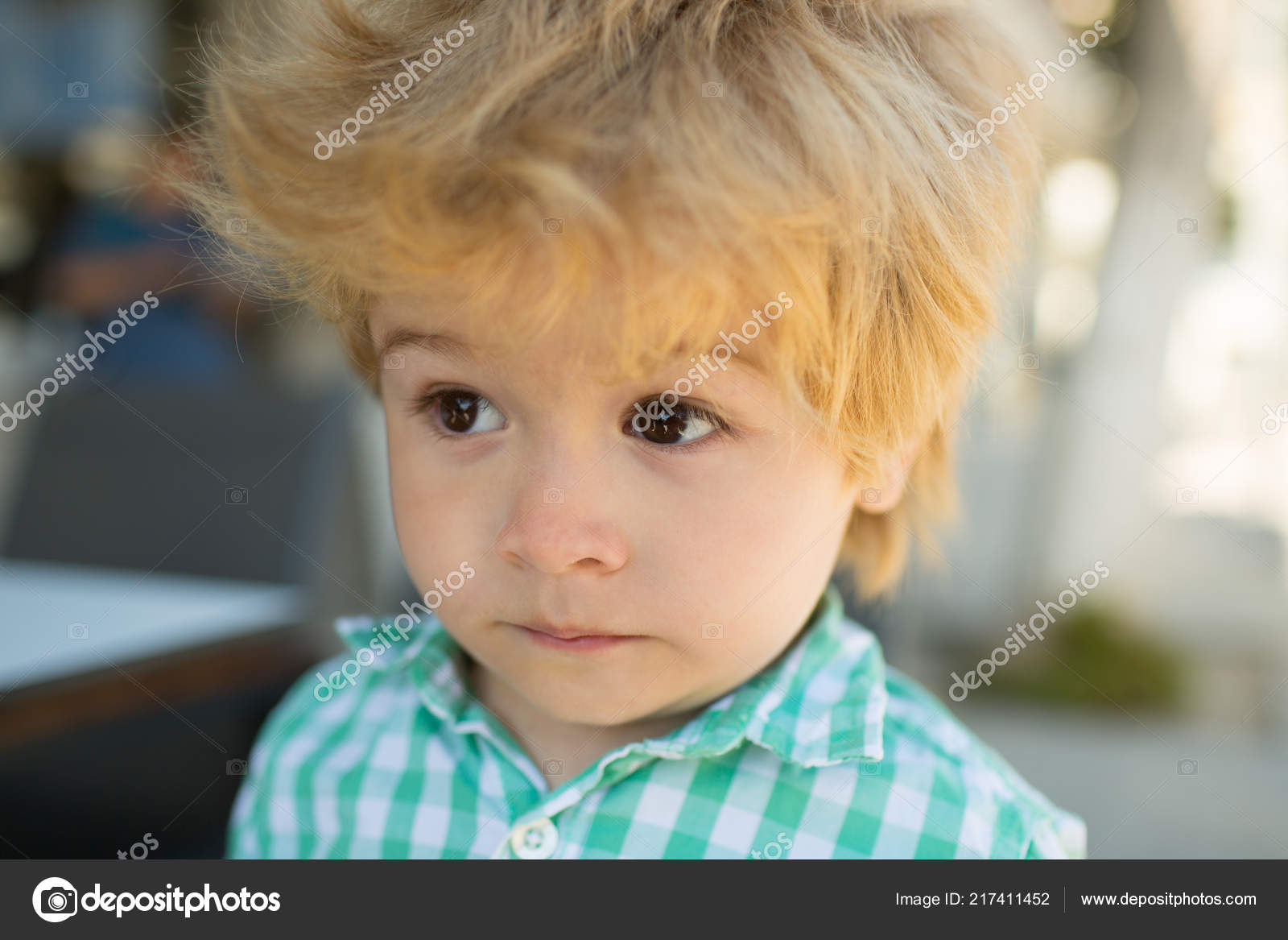 Child Eyes Portrait Boy Face Close Big Great Surprise Eyes Stock