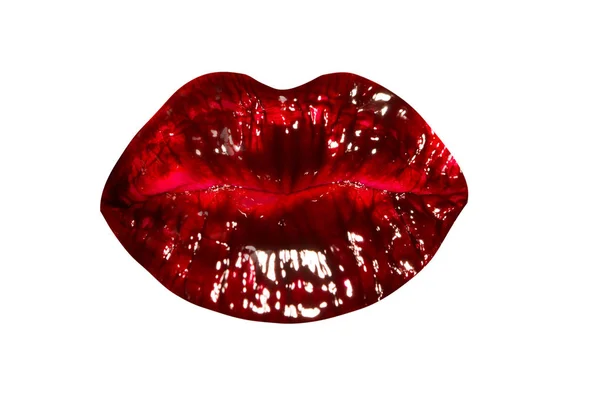 Labios Rojos Aislados Sobre Fondo Blanco Icono Boca Cosméticos Estilo —  Fotos de Stock