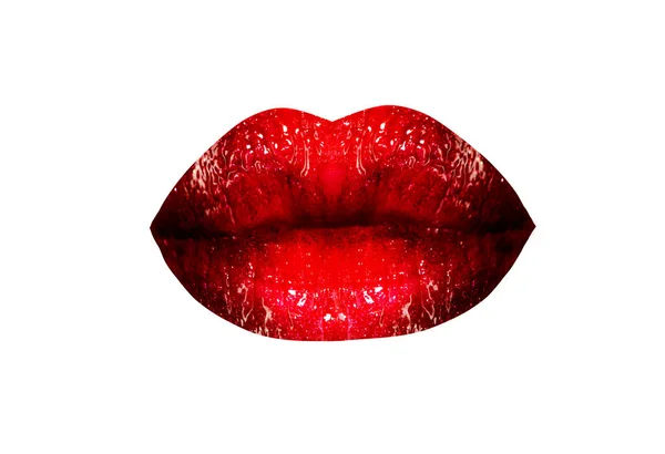 Sexy red lips isolated on white background. Lips sign. Design element for love greeting card, banner. — Stock Photo, Image