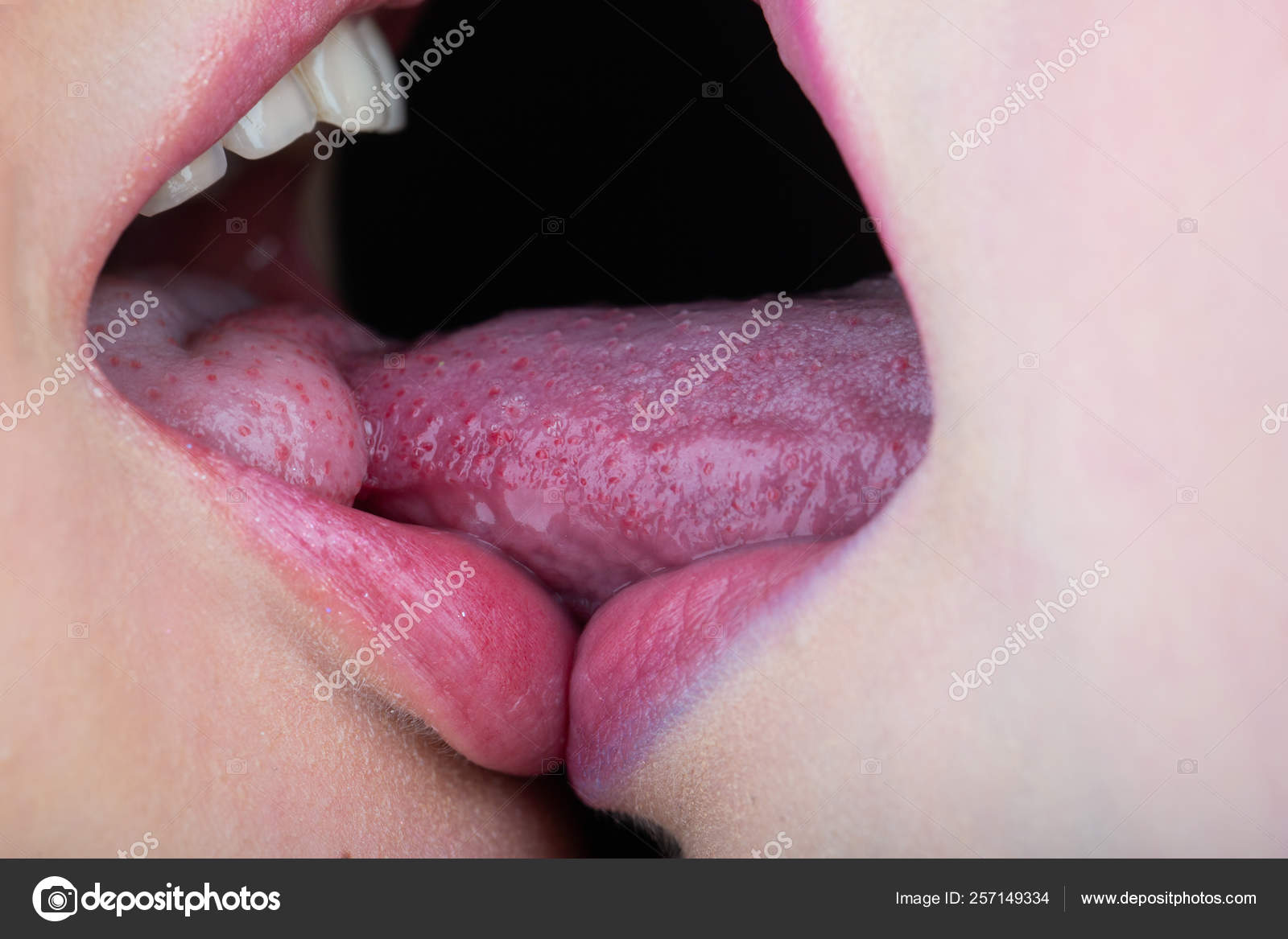 Lesbian kiss tongue. Girls kiss each other with tongue. Tender love. Sexy  mouths together. Two girls during sex. Homosexual passion. Passion and  seduction. Sensual intimacy. Stock Photo by ©hannatv 257149334