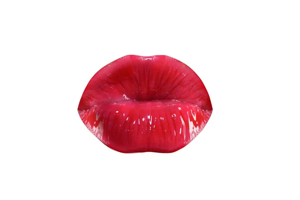 Σέξι χείλη. Κόκκινο θηλυκό στόμα απομονώνεται σε λευκό φόντο. Λιπ γκλος και ροζ κραγιόν. Το εικονίδιο του στόματος. Ιδέα καλλυντικών. — Φωτογραφία Αρχείου