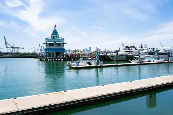 Port for yachts in Miami. Marina concept.