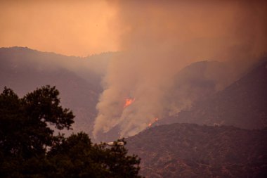 Kaliforniya 'da yangın. Duman ve hava kirliliği. Los Angeles sokakları duman içinde. Los Angeles 'ta korkunç bir duman..