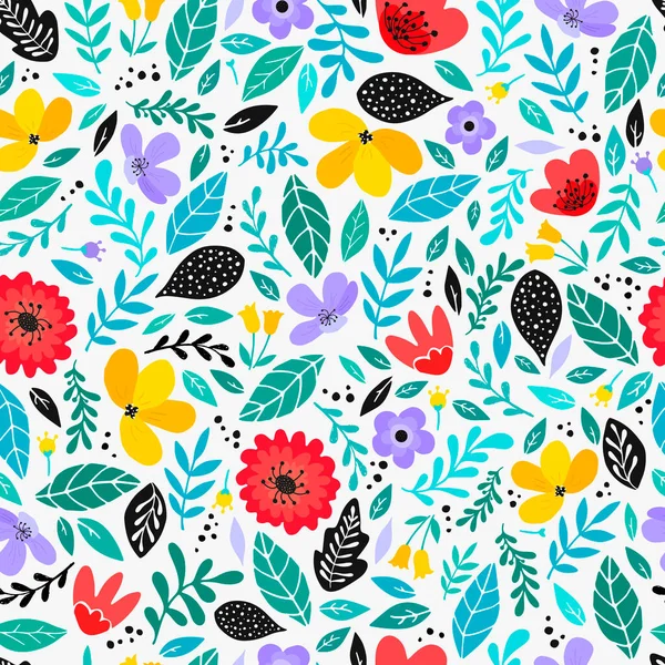 Cute Seamless Pattern Abstract Flowers Leaves White Background Good Textile — Stock Photo, Image
