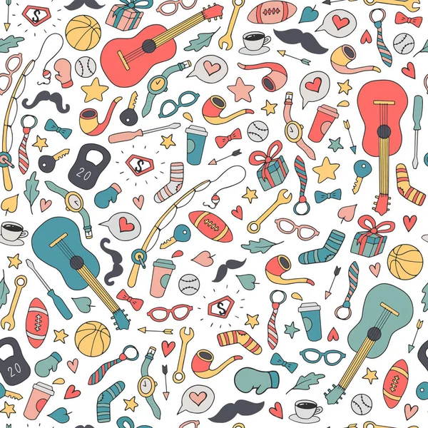 Seamless pattern for Father\'s day created with hand drawn doodles