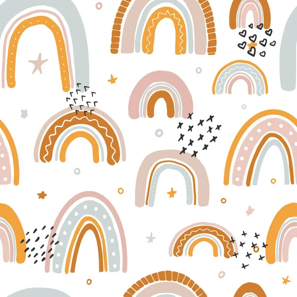 Niedlichen Nahtlosen Muster Mit Regenbogen Für Kinderzimmer Dekor Baby Textildrucke — Stockfoto