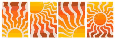 Güneşli duvar kağıdı koleksiyonu, sosyal medya şablonları, kartlar, posterler, afişler, baskılar, davetiyeler, duvar resimleri, dijital kağıtlar vs. için klasik arka planlar. EPS 10