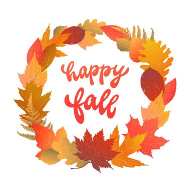 İçinde posterler, kartlar, baskılar için harf içeren sonbahar yaprakları çelengi