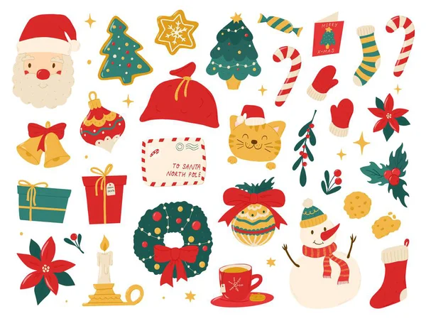 Noel renkli karalamalar, çizgi film elemanları koleksiyonu