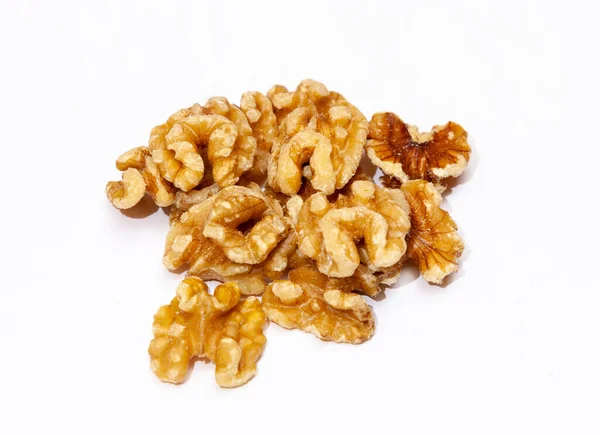 Peeled Walnuts White Background — Stock Photo, Image