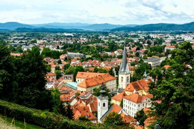 Ljubljana 'nın eski bölümünün kuş bakışı görüntüsü