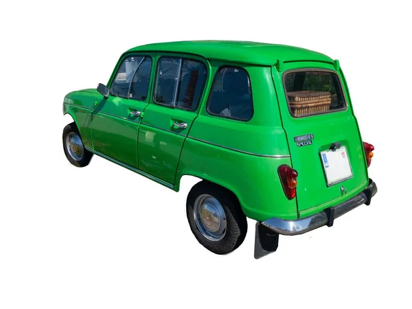 60S Voiture Vert Vif Sur Fond Blanc — Photo