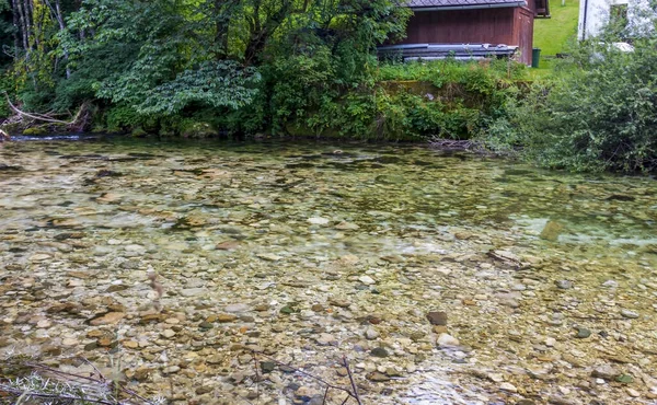 Kristallklares Kaltes Wasser Einem Hochgebirgsfluss Der Alpenschlucht — Stockfoto