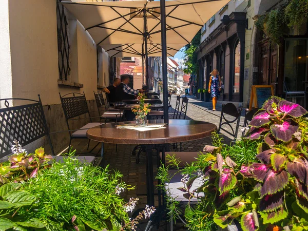 Café Freien Einer Kleinen Italienischen Stadt — Stockfoto