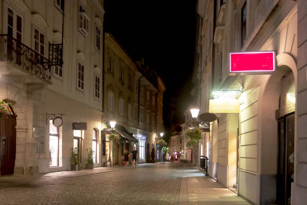Ciudad Nocturna Liubliana Una Calurosa Noche Verano — Foto de Stock