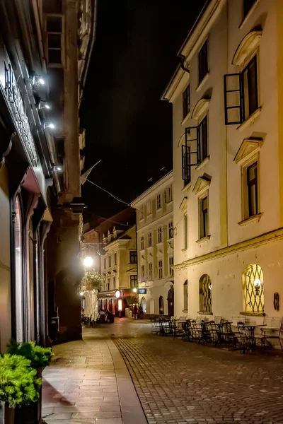 Вечерний Город Любляна Жаркую Летнюю Ночь — стоковое фото