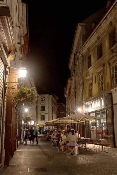 Ciudad Nocturna Liubliana Una Calurosa Noche Verano — Foto de Stock