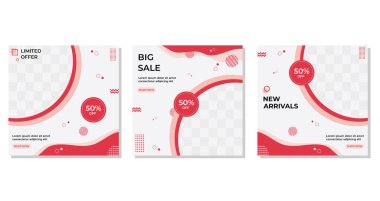 Modern tasarımı, yarım daire şekilleri ve memphis tarzıyla bir dizi minimalist soyut arkaplan. Sosyal medya paylaşım şablonu için uygun, fotoğraf, el ilanı, afiş vs.