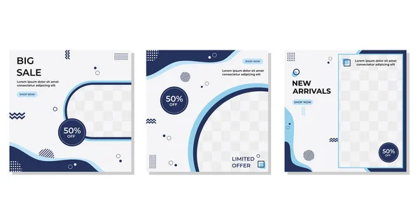 Modern arkaplan tasarımı ve memphis tarzına sahip minimalist sosyal medya şablonu