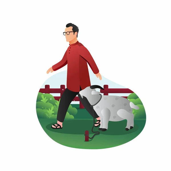 Şirin Kurban Bayramı 'nın temsilcisi: Mübarek, Yakışıklı Adam ve Kurban Koyunu.