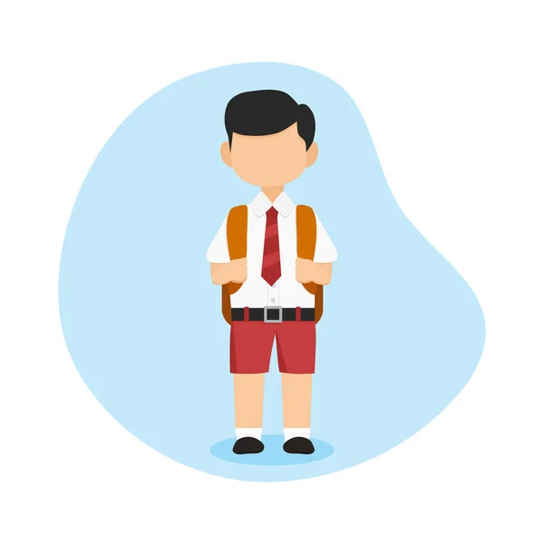 Çizgi film öğrencisi karakteri, ilkokul çocuğunun vektör illüstrasyonu, eğitim konseptine uygun ve okula geri dönüyor.