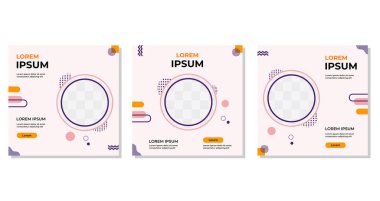 Memphis tarzı dizayn edilmiş Minimalist sosyal medya şablonu. Vektör grafik modern arkaplan
