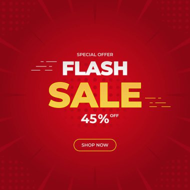 Flash Satış afişi tasarımı, vektör grafik şablonları sosyal medya sonrası