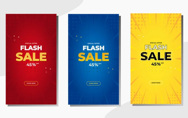 Flash Sale Banner Design Set Vector Graphic Templates Post Social — Stock Photo, Image