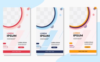 Memphis tarzında Minimalist Çember Arkaplanı. Sosyal medya hikayeleri için uygun şablon, arkaplan, el ilanı, reklam afişi, vs.