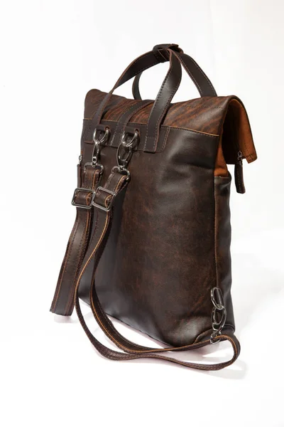 Кожаная сумка, портфель, дорожная сумка, рюкзак — стоковое фото