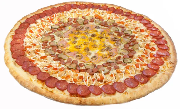 Πολύ μεγάλη πίτσα, χάμπουργκερ, patty — Φωτογραφία Αρχείου