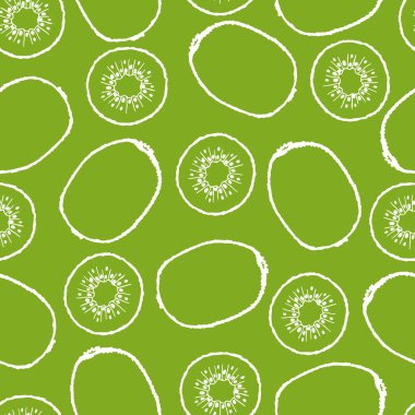 Elle çizilmiş meyve elementleri kivi ile pürüzsüz desen. Vejetaryen duvar kağıdı. Tasarım ambalajı, tekstil, arkaplan, tasarım kartpostalları ve posterler için.