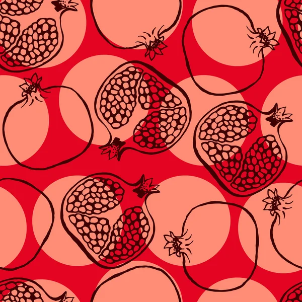 Modello Senza Cuciture Con Elementi Frutta Disegnati Mano Melograno Carta — Vettoriale Stock