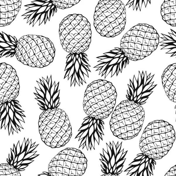Naadloos Patroon Met Met Hand Getekende Vruchten Elementen Ananas Vegetarisch — Stockvector