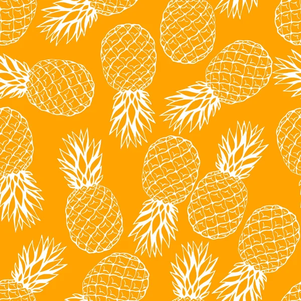 Seamless Pattern Hand Drawn Fruits Elements Pineapple Vegetarian Wallpaper Design — Stock Vector