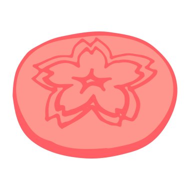 El yapımı Japon tatlıları, tatlılar, wagashi. Beyaz arkaplanda vektör rengi çizimi.