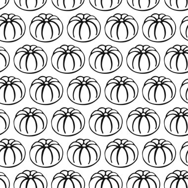 Japon tatlıları ve wagashi ile kusursuz bir desen. Robot resim şeklinde elle çizilmiş vektör çizimi. Selamlama, davetiye, ambalaj kağıdı, tekstil ve web tasarımı için mükemmel..