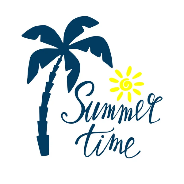 Summer Time Hand Written Lettering Text Isolated White Background Design — Stock Vector