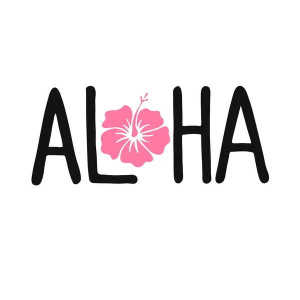 Aloha Handgeschreven Belettering Tekst Geïsoleerd Witte Achtergrond Met Design Elementen — Stockvector