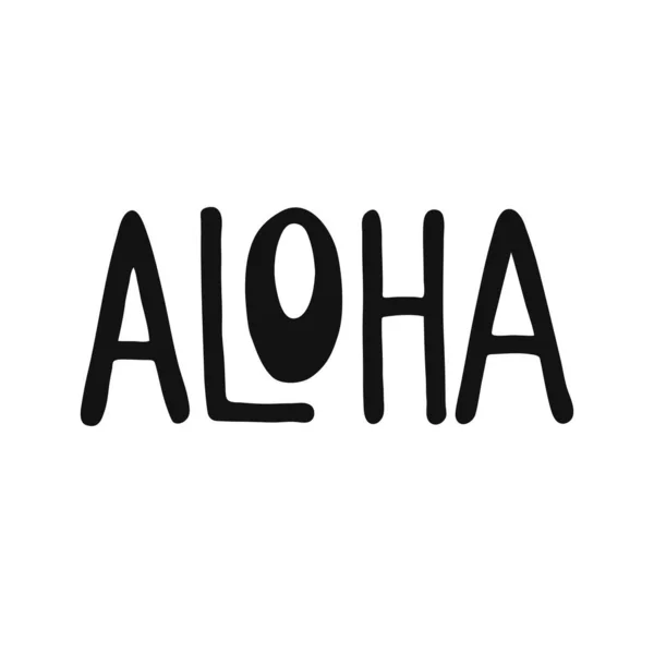 Aloha Handgeschreven Belettering Tekst Geïsoleerd Witte Achtergrond Met Design Elementen — Stockvector