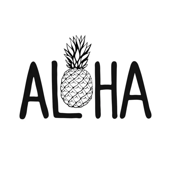 Aloha Letra Escrita Mano Texto Aislado Sobre Fondo Blanco Con — Archivo Imágenes Vectoriales